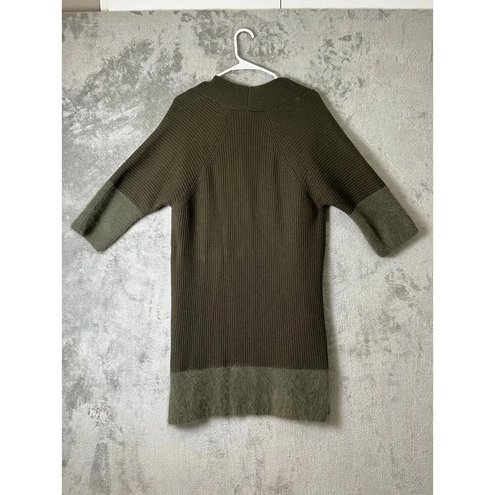 Lorena Antoniazzi Ribbed Knit Open Front Cardigan Olive Green Small‎ Lagenlook